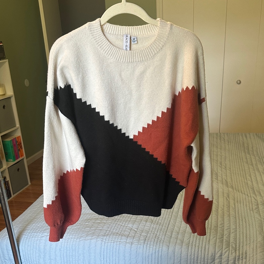 Grace + Karma Cozy Colorblock Crewneck Sweater